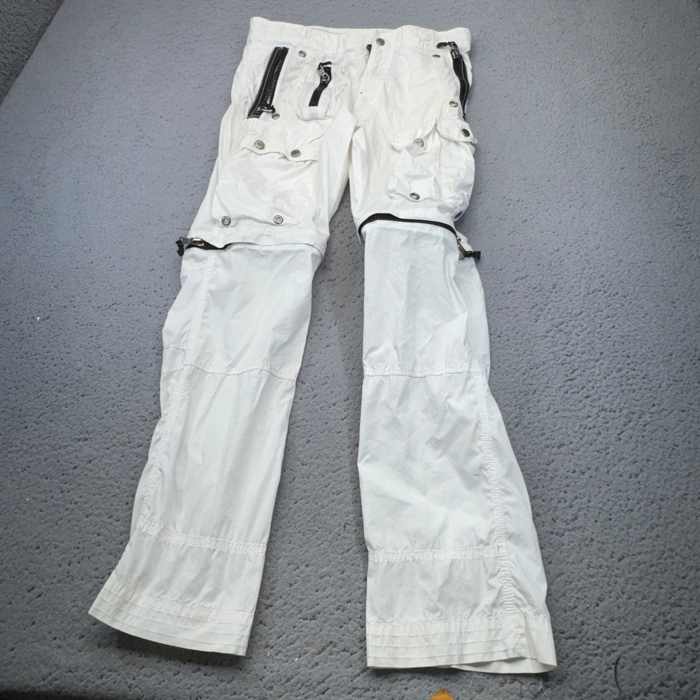 RLX Ralph Lauren Parachute Pants Womens 31R White‎ Convertible Cargo Y2K
